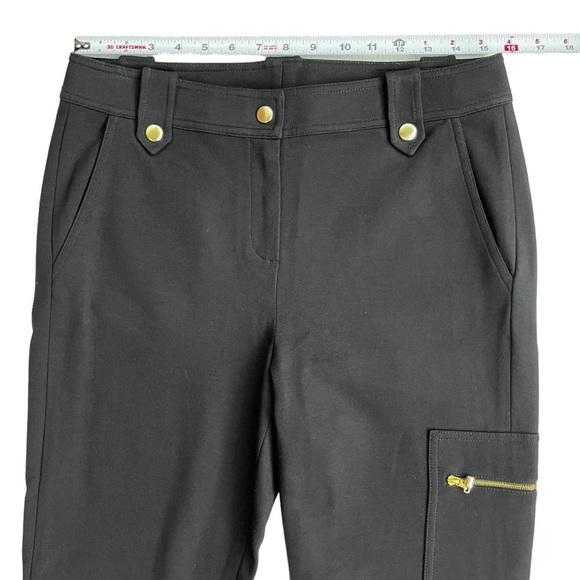 St. John Gold Label NWOT Black Gold Snap Zipper Angle Cargo Pointe Pant Size 8 - Picture 3 of 8